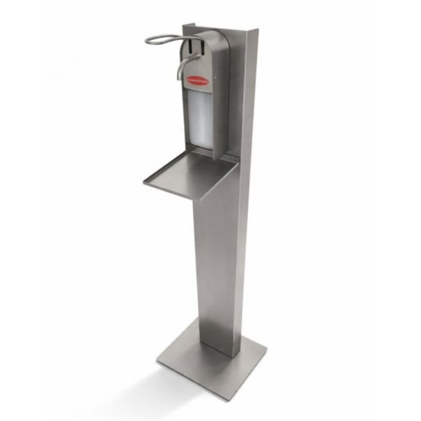 Produktbild von Mobile Hygienestation HS-100 – Edelstahl Mit 1000ml Behälter, Sockel Anthrazit, Made In Germany