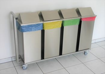 4 Abfallsammler mit Schwenkdeckel 70 Liter mit Rolli