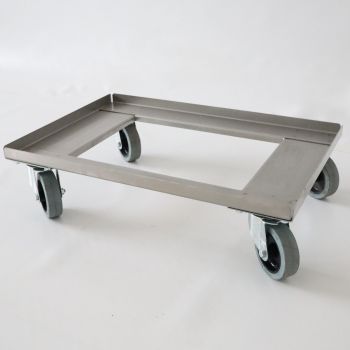 Edelstahl-Transportroller 60x40 für Brotkisten und Stapelbehälter
