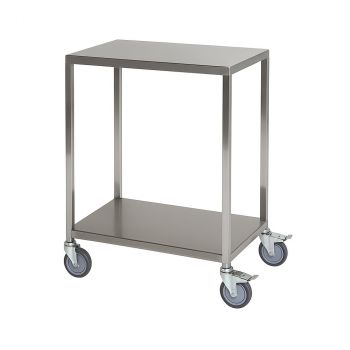 Rollwagen aus Edelstahl | Mit Zwei Ablageböden für leichten Transport von Arbeitsmitteln oder Zutaten im Arbeitsbereich | Sehr stabil und hygienisch