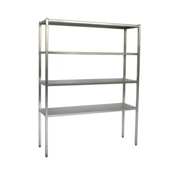 Edelstahlregal mittlerer Breite mit hygienischen Edelstahlböden und 1800 mm Höhe | Tiefe 600 mm