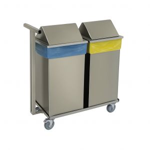 2 Abfallsammler mit Schwenkdeckel 70 Liter mit Rolli