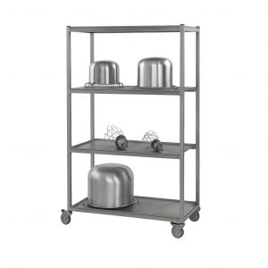Abtropfwagen aus Edelstahl/Aluminium - 4 Lochblechböden - 1800 mm Höhe