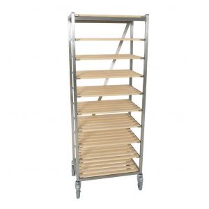 Brotregalwagen aus Edelstahl | Für Auflageböden 60 x 40 cm | Durchschubsicherung hinten verhindert Herausfallen | Für Bäckereien und Gastronomie