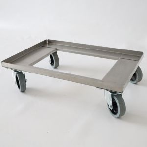 Edelstahl-Transportroller 60x40 für Brotkisten und Stapelbehälter