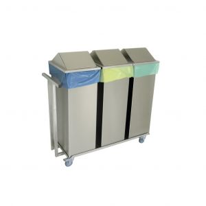 3 Abfallsammler mit Schwenkdeckel 120 Liter mit Rolli