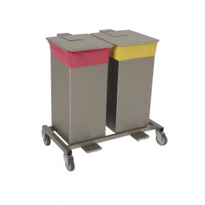 2 Abfallsammler mit Fußbedienung, 70 Liter + Rolli