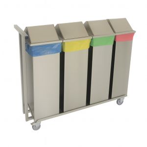 4 Abfallsammler mit Schwenkdeckel 70 Liter mit Rolli