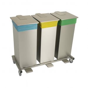 Abfallstation mit 3 Abfallsammler mit Fußbedienung