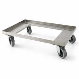 Edelstahl-Transportroller 60x40 für Brotkisten und Stapelbehälter