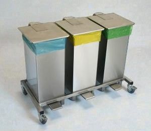 Abfallstation mit 3 Abfallsammler mit Fußbedienung