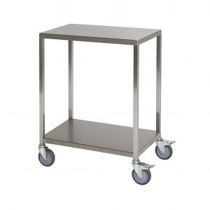 Rollwagen aus Edelstahl | Mit Zwei Ablageböden für leichten Transport von Arbeitsmitteln oder Zutaten im Arbeitsbereich | Sehr stabil und hygienisch