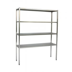 Edelstahlregal mittlerer Breite mit 4 Ablageböden und 370 mm Etagenabstand | Tiefe 400 mm