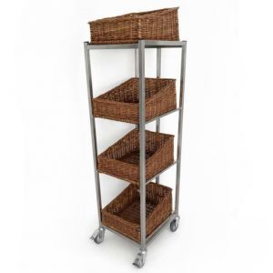 Bäckerei Ausstellungswagen mit Weidenkörben – 4 Etagen, fahrbar