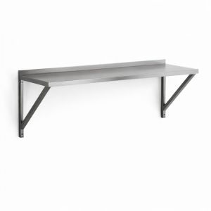 Edelstahl Wandbord mit Konsolen – stabiles Wandregal aus Edelstahl | Breite 600 - 1200 mm