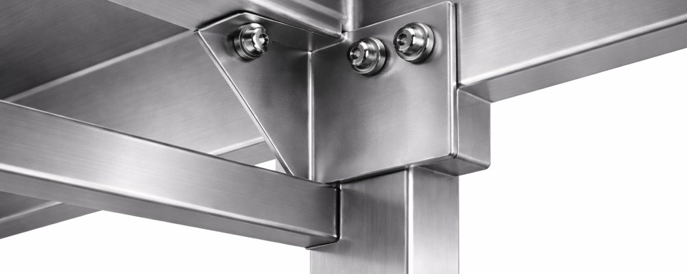 Edelstahl Arbeitstisch in verschraubter Ausführung