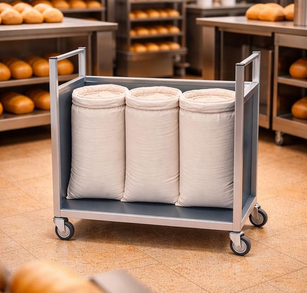 Edelstahl Sacktransportwagen für 3 Mehlsäcke