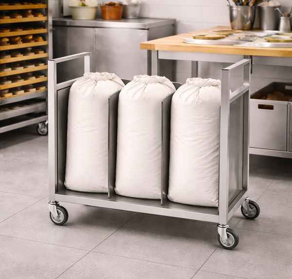 Edelstahl Sacktransportwagen für 3 Säcke Zutaten